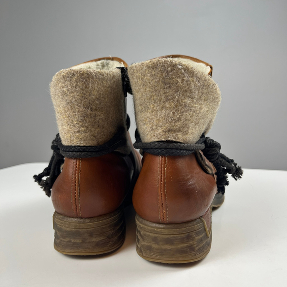 Rieker Women Brown Leather Ankle Boots Size 41 - Picture 2 of 9